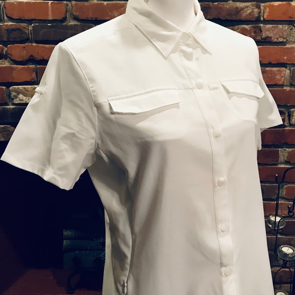 REI White Short-Sleeve Blouse